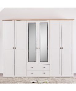 Home Box Hampton NXT 6-Door Wardrobe with 2-Drawers and Mirror