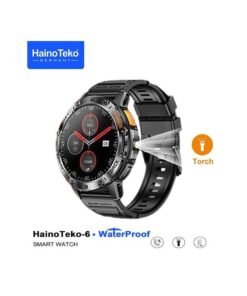 Haino Teko-6 Waterproof Smart Watch with AMOLED Display 3 Pair Strap and In-Built Torch Designed For Mens and Boys Black