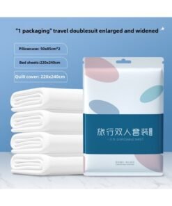 Hotel Disposable Bed Sheet Quilt Cover Pillowcase Four-piece Set Travel Travel Double Thickened Bedding Dirty Portable-Color:Regular Double Four-piece Set