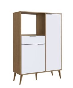 DANUBE HOME Latias 2 Door Kitchen Cabinet Sturdy Home Kitchen Organiser Modern Design Furniture For Dining Room Living Room Kitchen 90x36.50x130 cm White/Oak - Image 4