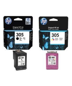 HP 305 Black Original Ink Cartridge Black (1) + HP 305 Tri-color Original Ink Cartridge(1) (3YM61AE/3YM60AE) | Works with HP DeskJet 2700, 2730, 4100 Printers Black/Multicolor