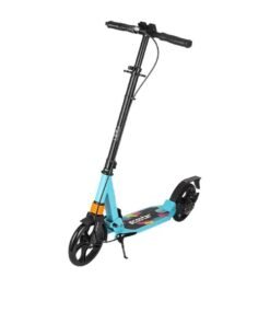Foldable Kick Scooter with Foot Pedal - Height-Adjustable for Teens & Adults, Commuter Adult Scooters with Hand Brake & Disc Brakes, Shock Absorption, 200MM PU Wheels - Supports 100KG（YS-CT888-Blue）