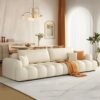 Comfynest Modern Off-White Sofa In Tech Cloth Upholstery, Standard Size With Tear-Resistant Feature Latex Seat Filling, 238.76 X 88.9 X 78.74 Cm Off-White (4-Seater)