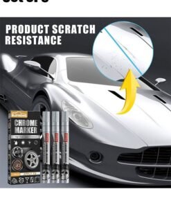 RAYHONG Chrome Marker - Permanent Mirror Chrome Pens, Chrome Paint Pens for Plastic, Metal, Model Painting, Touch Up & Repair Kit, Set of 3 Tips - Silver