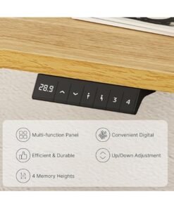 FLEXISPOT EN1 Standing Desk 129 x 68 x 14.5cm - Whole-Piece Desktop, Home Office Use, Height Adjustable with 4 Memory Presets, Supports Multiple Monitors, White & Maple - Image 3