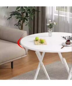 Organized Home Foldable Round Table Small Apartment Household Simple Dining Table Outdoor Picnic Tables Stand Portable Table White