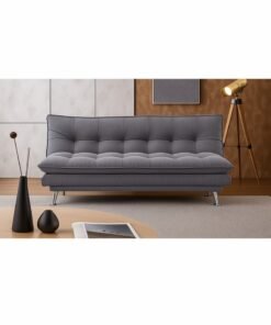 KUSTOMDECO Convertible Sofa Bed with Adjustable Backrest – Tufted Grey Fabric Futon Couch Sleeper for Living Room & Guest Room – Modern Recliner Sofa