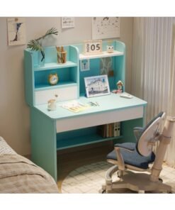 Kids Desks, Kid Study Table, Multifunctional Children's Reading Activity Desk, With Multiple Layers of Large Capacity Bookshelves, Suitable for Students to Write and Learn (Blue, YN118)