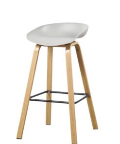 High Stool for Office, Lobby, Clubs, Bars, Reception, Bar Stool with Wooden Legs, Grey