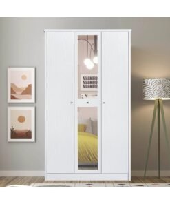 Home Box Cornell 3-Door Wardrobe with Mirror 120 x 208 x 55 cm