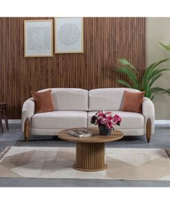 DANUBE HOME Olivia 3 Seater Fabric Sofa - Stylish Beige/Brown Couch for Living Room, Comfortable & Durable, Ideal for Home Decor, Size: L230xW97xH76cm, Ideal for Small Spaces