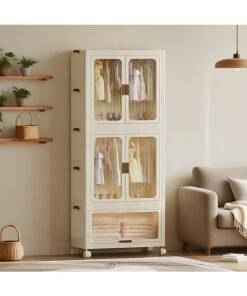 Noon East Portable Children Closet And Storage Drawers stackable for Clothes, Toys, Bedding Storage With Wheels 2 Wardrobes + 1 drawer Easy Self assembly, Dimension 160.5CM Height, 57CM Length, 32CM Width