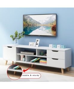 Alternative view of CityRiya-Long TV Table TV Stand White TV Cabinet Modern Large TV Unit Media Storage Stand Console Table with Storage and 3 Drawers Wooden Entertainment Center TV Table for Living Room, 140*30*38cm