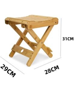 WAOKN Home bamboo folding stool, multifunctional cooling stool, portable solid wood, folding stool, natural bamboo chair, can be used for indoor bathroom, outdoor picnic, fishing stool and other purposes, suitable for adults and children. - Image 4