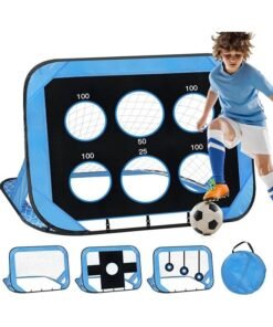 WALALLA Soccer Goal, 4 Modes Pop Up Football Goals for Kids, Foldable and Portable Soccer Goal net with Carry Bag, Football Training Equipment for Indoor, Outdoor, Football Gifts for Boys Girls,Blue