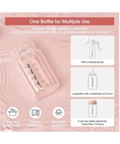 Be a better mom Breastmilk Glass Bottles Storage 3pcs with Leak Proof Lids 150ml Reusable Wide Neck Bottles Best for Breast Milk Collection & Storage Solution BPA Free Fits Most Breast Pumps - Image 3