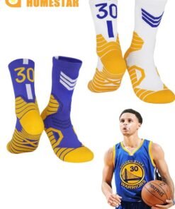 HOMESTAR 2 Pairs Basketball Players' Athletic Socks, Basketball Crew Socks, Cotton Moisture Wicking Socks for Men
