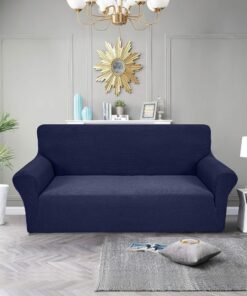 Noon East Stretch Fit Texture Sofa Cover with Elastic Bottom, Soft Slipcover Fabric - Great for Furniture Protection, Washable & Dog/Cats Friendly - 3 Seater (180-230 cm) - Navy Blue
