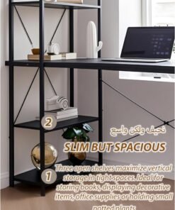 Alternative view of Toshionics Modern Computer Desk - 120x60x121cm Smart Space-Saving Workstation Table with Reversible 3-Tier Storage Bookshelf Shelves, Student Study Writing Laptop Table, PC Corner Table and Gaming Desk - Home Office Furniture