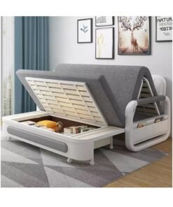 Organized Home Pull-Out Foldable Sofa Bed with Storage Space Double-Seat Multi-Functional Sofa, Modern Style Living Room and Bedroom Comfortable Sofa Bed Chair (Width1.58m)