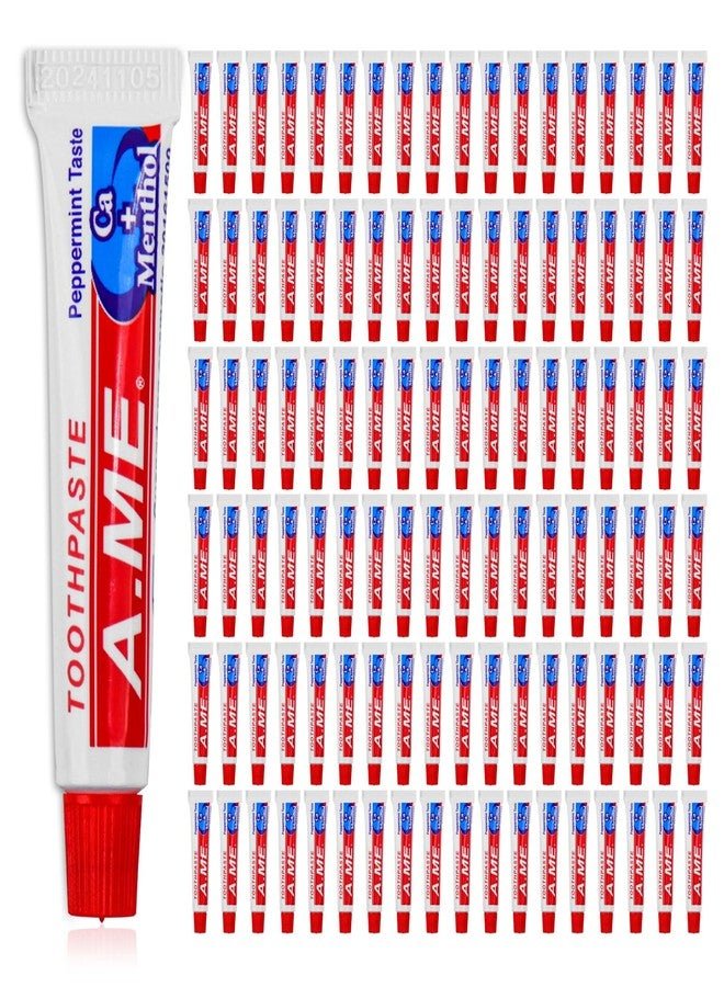 RSQAZQ Travel Size Toothpaste Bulk, Disposable Small Portable Toothpaste, Travel Pocket Size for Vacation Hotel, Shelter/Homeless/Nursing Home/Charity Mini 0.35 oz (Pack of 100)