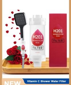 H201 Shower Head Filter Vitamin C Shower Infuser Hard Water Softener Chlorine and Fluoride Shower Filter Water Purifying Filtered Shower Head with Beads Helps Dry Skin and Hair Loss Rose