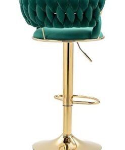 DubaiGallery Velvet Swivel Bar Stools, Adjustable Counter Height Bar Stool with Woven Back, Upholstered Kitchen Dining Chairs, Modern Barstools for Kitchen Island, Cafe, Pub, Bar Counter