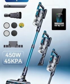 Yaqeen VC60 Cordless Vacuum Cleaner, 450W Brushless Motor 45kpa Powerful Stick Vacuum With OLED Screen, Aromatherapy Tablets Up To 45 Mins Runtime, 3 Power Modes 3 In 1 Lightweight Vacuum For Hardwood Floor Car Carpet Pet Hair - Blue