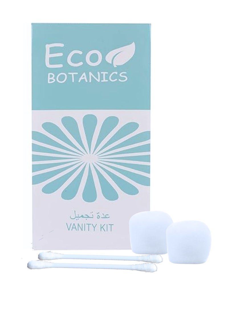 Eco Botanics 200-Piece Vanity Kit – Travel-Friendly Cotton Pads & Swabs for Personal Care