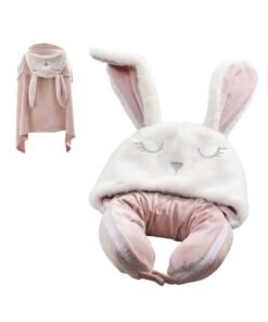 SYOSI, Travel Neck Pillow Blanket, Pillows and Blanket 2 in 1, for Long Flight Fleece Soft Large Essentials for Airplane with Hat Keep, for Car Train Travel