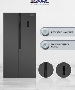 EGNRL 650L Capacity Side By Side Inverter Based Refrigerator-Freezer ‎With Digital Control And Temperature Display, No-Frost, LED-light EGR820S Dark Silver, One Year Warranty 185 W EGR820S Dark Silver Finish