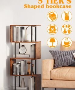 Alternative view of Ammar Space 5 Tier Bookshelves and Bookcases Bookshelf Floor Standing Display Storage Shelves Bookcase Home Decor Furniture for Home Office, Living Room, Bed Room, Floor Standing Unit