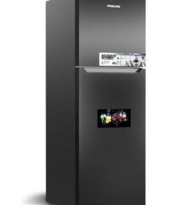 NIKAI 410L Gross/ 243L Net, No-Frost Double Door Refrigerator with Vegetable Crisper & Adjustable Glass Shelves, Temperature Control, Lock And Key, CFC Free, Silent Operation, Energy Saving R600A, Best For Home, Office & Hotels NRF410FSS Grey