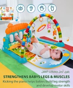 Toshionics Baby’s Fitness Piano with Bright Lights Hanging Rustle Toys and Musical Keyboard Piano Baby Infant Kids Small Children Feeding Crawling Play Mat Piano Toy Fitness Device  Baby Kick and Play Mat Gym and Fitness Rack Musical Baby Toy for 3, 4, 5, 6, 7, 8, 9, 10, 11, and 12 Months Ages