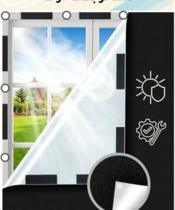 HOMESTAR Portable Blackout Curtains, 150x200 cm, Shade with Velcro Strips and Sticky Tape Strips, 100% Window Shades, Cover, No Drill, Easy to Cut, Fit for Bedroom, Baby Room TV (Black)