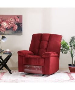 DANUBE HOME V2 Simone 1 Seater Fabric Recliner Sofa Modern Design One Seat Relaxing Chair Living Room Furniture 95x74x105cm Red
