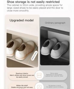 Sharpdo Shoe Storage Cabinet, Ins Style Shoe Organizer for Entryway & Hallway Slim Narrow Freestanding Shoe Rack Wooden Shoe Organiser Shoe Rack Shoe Cabinet Behind The Door Saves Space 80*32*92cm - Image 3