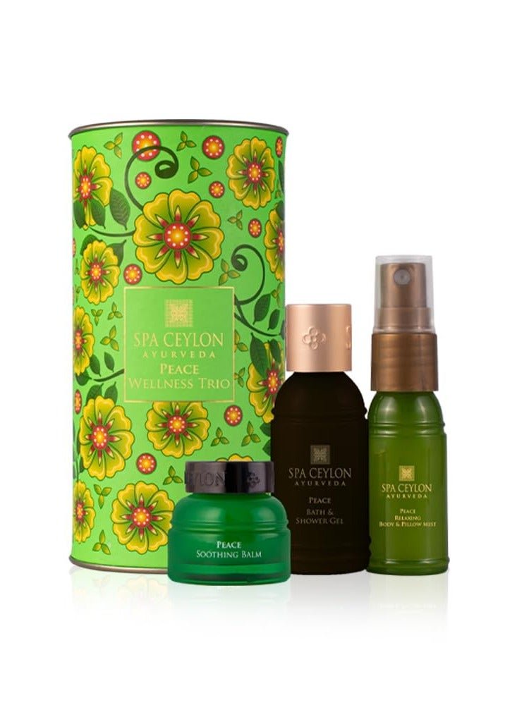 spa ceylon Peace Wellness Trio Set | Tranquil Spa Essentials For Radiant Skin | Ayurvedic Pampering Kit With Natural Ingredients | Gift set