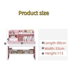 Computer Desk with Shelves, Gaming Desk with Hutch and Bookshelf,Study Table for Bedroom Space Saving with Storage Shelf, Home Office Desk for Writing Work, Easy Assemble(80*55*113cm)