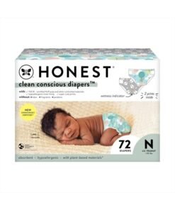 The Honest Company Clean Conscious Diapers | Plant-Based, Sustainable | Above It All + Pandas | Club Box, Size Newborn, 72 Count