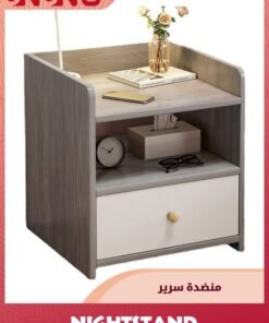 UNUNS Beside Table Nightstand,Sturdy Wood Nightstand With Storage Drawer And Shelf,Modern End Table Bedside Table For Bedroom,Dorm,Small Spaces,Gray White