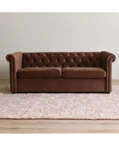 Maharat Al Bahar Mab Chester 3 Seater Fabric Sofa Wood Leg Brown 190x80x80