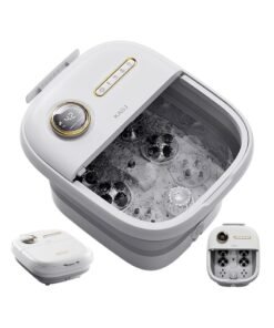 Foot Spa Bath Massager with Heat, Bubbles & Shiatsu Massage Rollers – Portable Foot Soak Tub with Temperature Control, Timer, and Acupressure Massage for Stress Relief