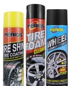 Herios Car Care Kit, Tire Foam Cleaner, Tire Shine Coating and Wheel Cleaner, 500ml, 3-Piece Set