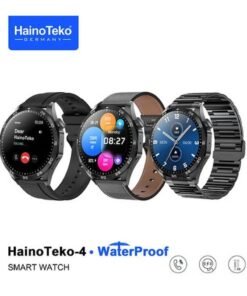 HainoTeko-4 Smartwatch – 3 Pairs of Straps, Stylish Design, Multi-Function Health & Fitness Tracker, Waterproof, Compatible with iOS & Android, for Men & Women