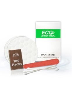 ECO Amenities Hotel Vanity Set, Travel Cotton Pads, Cotton Swabs, and Nail File Packed in Individually Wrapped Paper Box, 100 Sets per Case