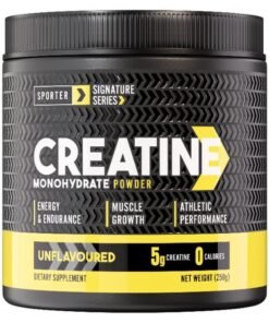Sporter Creatine Monohydrate Powder – 250g, 50 Servings | Pure Micronized Creatine for Muscle Growth, Strength & Recovery | Unflavored, Easy to Mix | Workout Supplement for Men & Women