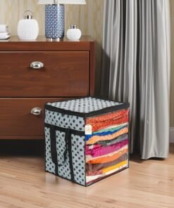 Shaping Fabric Premium Saree Storage Bag with Transparent Window and Polka Dot Design