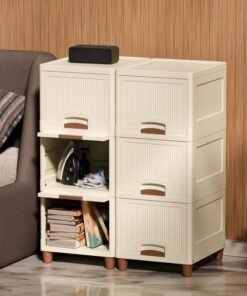 Nikdhan Creation Plastic Multi-Purpose Organizer Modular Storage Box for Clothes, Kitchen, Bedroom & Living Room | Stackable Rack, Space-Saving Wardrobe Cabinet Wardrobe for Cloth (White, L6L)