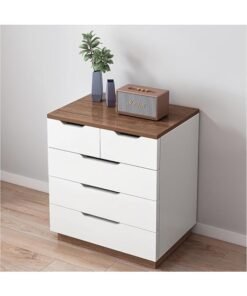 Modern Bedside Table, Wooden Nightstand with Drawers Spacious Countertop for Household Small Items, Simple Storage Cabinet for Bedroom Living Room Bed Side (203DG5)